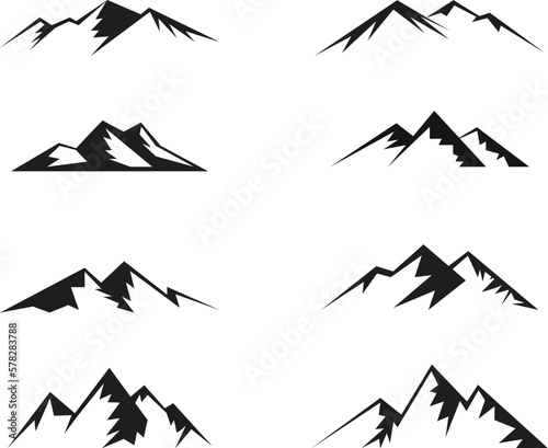 mountain silhouette icon symbol set isolated on white background