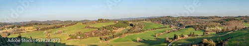 Panoramic aerial view of the countryside east of Peccioli  Pisa  Italy