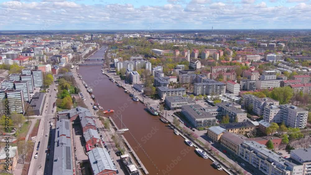 Turku, Finland: Aerial view of Nordic city in spring - landscape panorama of Northern Europe from above Turku, Finland: Aerial view of Nordic city in spring - landscape panorama of Northern Europe from above