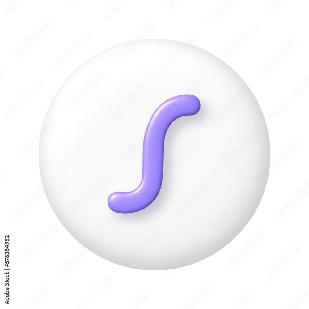 Math 3D icon. Purple function sign on white round button. 3d realistic design element. Math 3D icon. Purple function sign on white round button. 3d realistic design element.