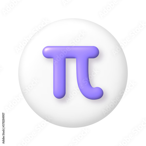 Math 3D icon. Orange arithmetic less than sign on purple round button. 3d realistic design element.