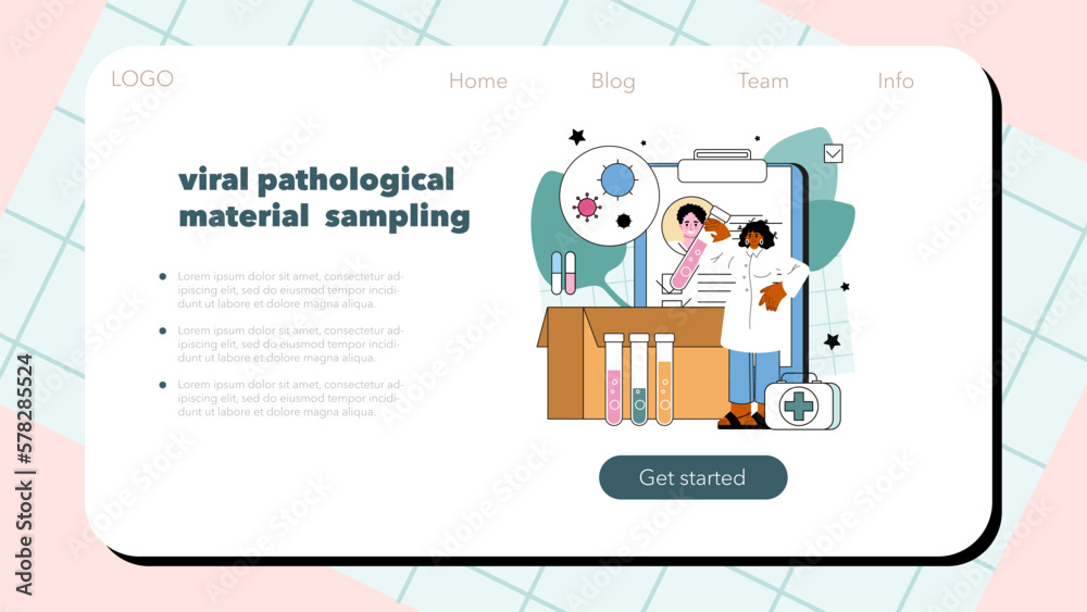 Virologist web banner or landing page. Scientist studies viruses Virologist web banner or landing page. Scientist studies viruses
