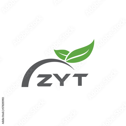 ZYT letter nature logo design on white background. ZYT creative initials letter leaf logo concept. ZYT letter design. photo