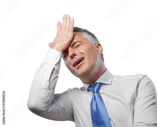 Canvas Print Stressed corporate businessman doing a facepalm