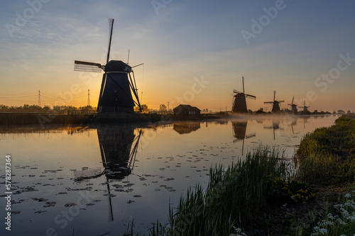 Traditional Dutch windmills in Kinderdijk - Unesco site, The Netherlands © Richard Semik