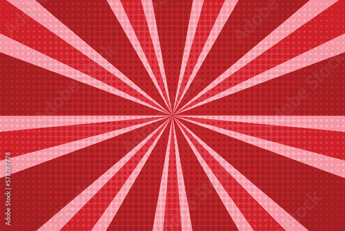 Red Sunburst Pattern Background. Rays. Radial. Abstract 1970s Retro Backdrop. Summer Banner. Vector Illustration