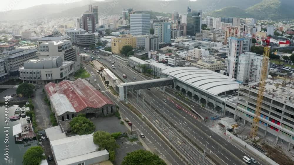 Aerial birds eye shot of Victoria Urban Terminal in Port Louis City, Mauritius Aerial birds eye shot of Victoria Urban Terminal in Port Louis City, Mauritius