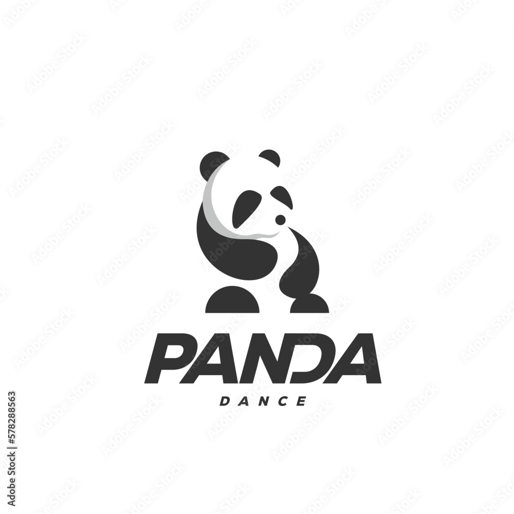 cute dancing panda logo design inspiration Stock Vector | Adobe Stock