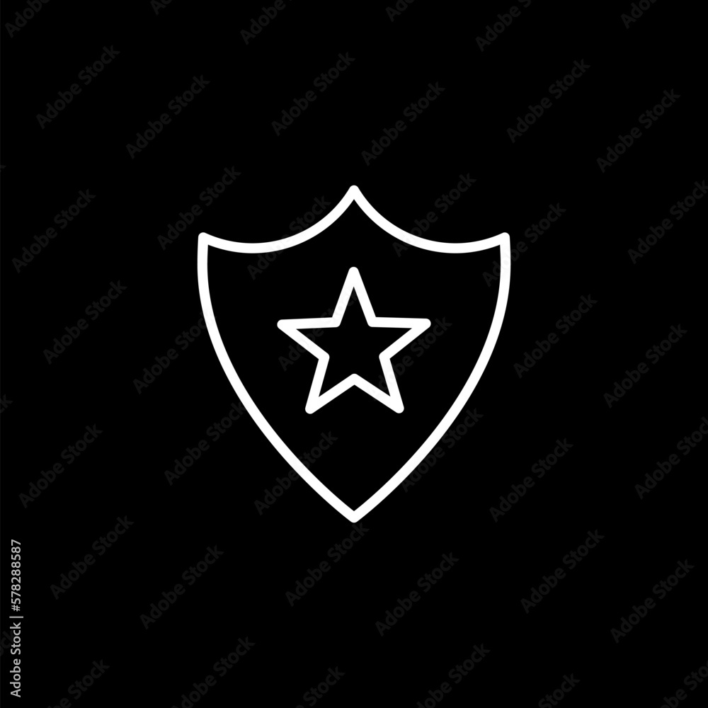 Shield with stars and stripes icon isolated on black background. Shield with stars and stripes icon isolated on black background.