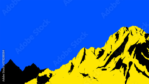 Mountain landscape, flat bold color, simplicity and alone with nature feeling photo