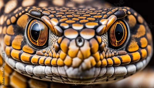 Closeup of snake eye. Macro of reptile eye. Generative AI