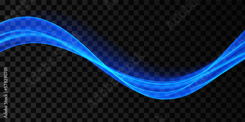 Blue abstract wave. Magic line design. Flow curve motion element. Neon gradient wavy illiustration.