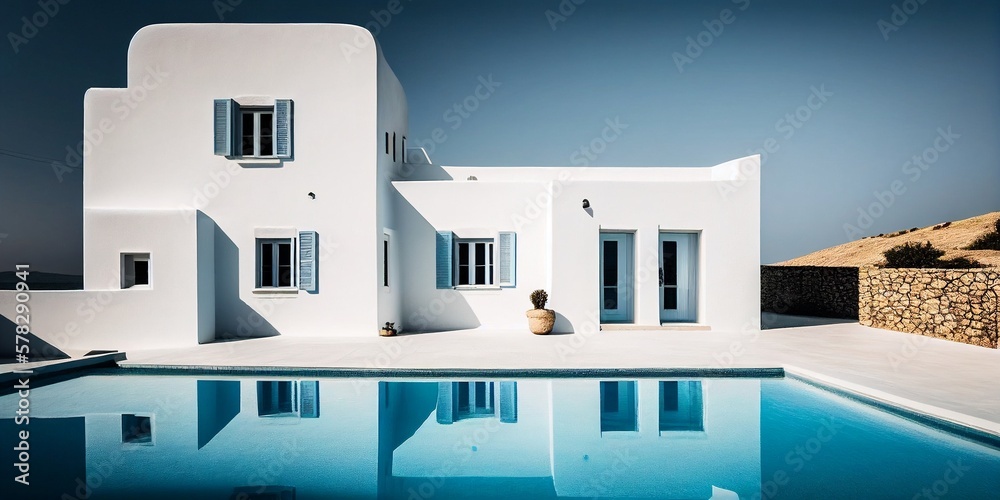 Schönes edles Haus in Spanien im mediterranischer  Baustil, ai generativ