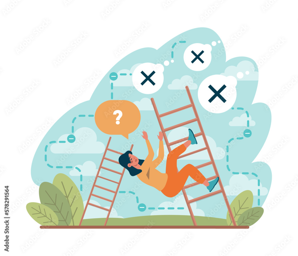 Crisis set. Office worker facing financial instability and profit decline Crisis set. Office worker facing financial instability and profit decline
