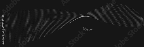 Dark grey airy particles flow vector design, abstract background with wave of flowing dots array, digital futuristic illustration, nano technology theme.