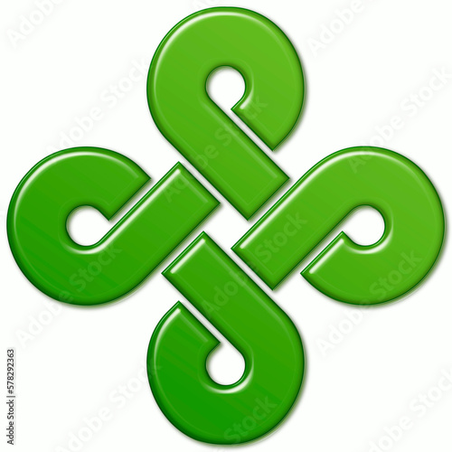 Symbol with celtic knots, Irish green. Symbol made with Celtic knots to use in designs for St. Patrick's Day.