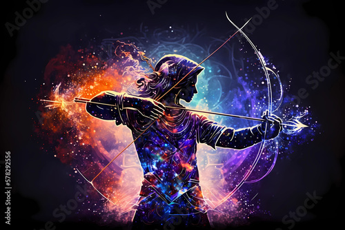 Sagittarius magical zodiac sign astrology. Generative ai design.