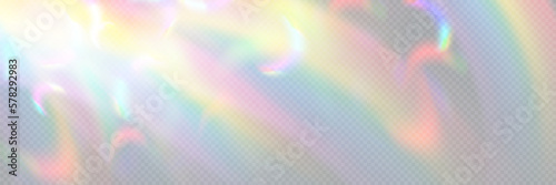 Fotografiet Rainbow light prism effect, transparent background