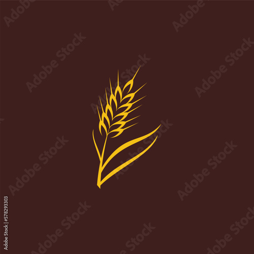 yellow wheat sprig logo design