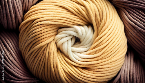 Natural yarn for knitting twisted threads, generative ai