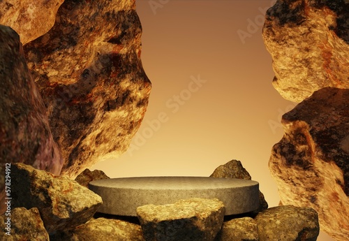 podium stone rocks 3d render