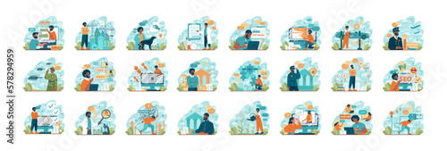 Collection of black man of various occupations. Male characters wearing