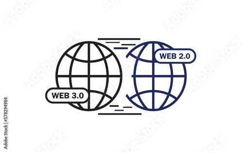 Web 3.0 advanced internet technology icon. Web 3.0 internet vector icon. Suitable for applications or web pages. Illustration of the new blockchain technology of the future in the Internet 3.0