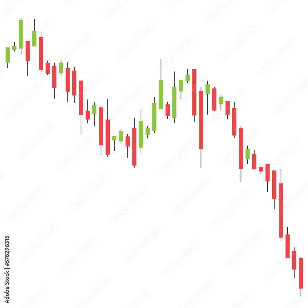 Stock market candle stick chart going down - obrazy, fototapety, plakaty 