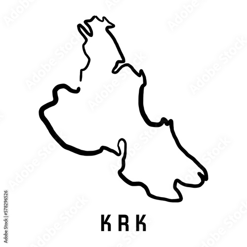 Krk island simple outline vector map