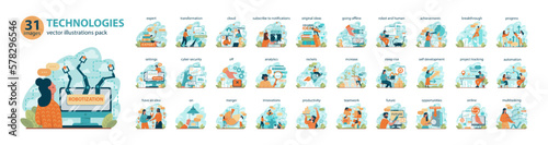 Modern business technologies big set. Innovation and progress