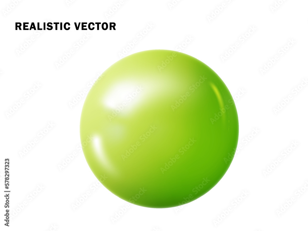 Pastel green ball realistic. Glossy 3d sphere ball isolated. Geometric figure of round sphere PNG.