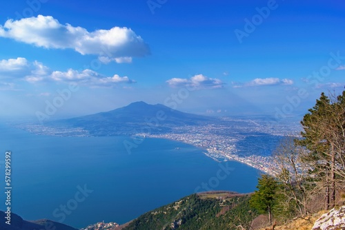 Volcano Mount Vesuvius view , Naples, Campania Italy