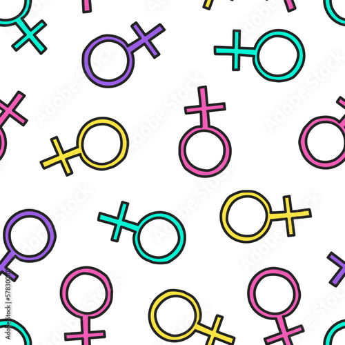 Seamless pattern sign of Venus. The female symbol isolated on a white background.