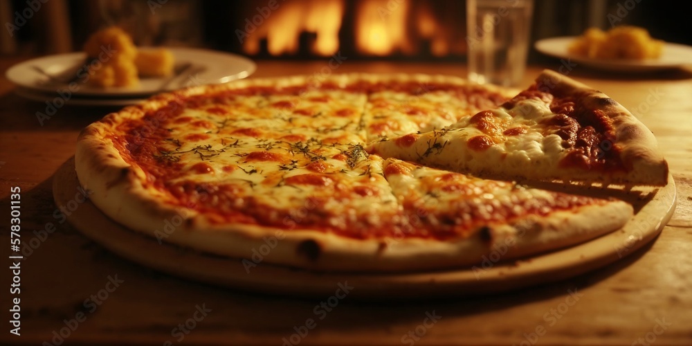 Leckere Salami Pizza Food-Fotografie mit extra viel Käse. AI generativ