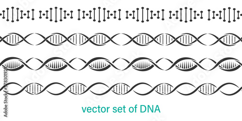 Set of dna icons background. DNA icons collection