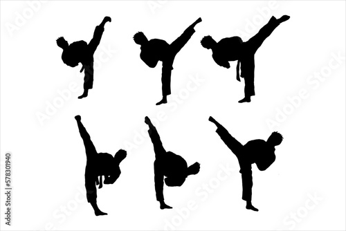 muay thai boxing fighter icon logo silhouette