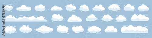 Cartoon sky cloud collection in a flat design. Set of cloud icons