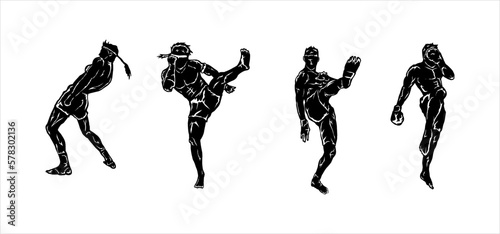 muay thai boxing fighter icon logo silhouette