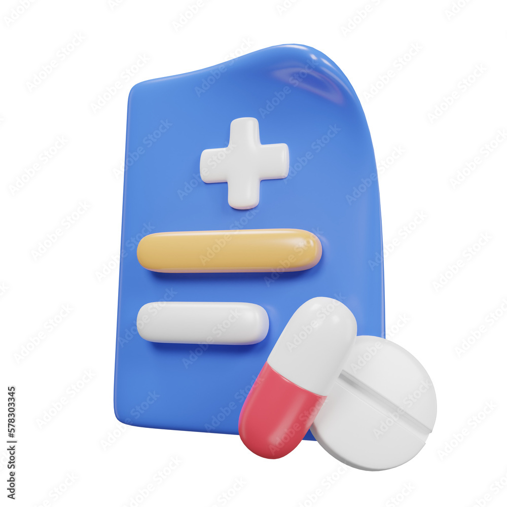 Obraz premium Document medical icon medical assets 3D rendering.
