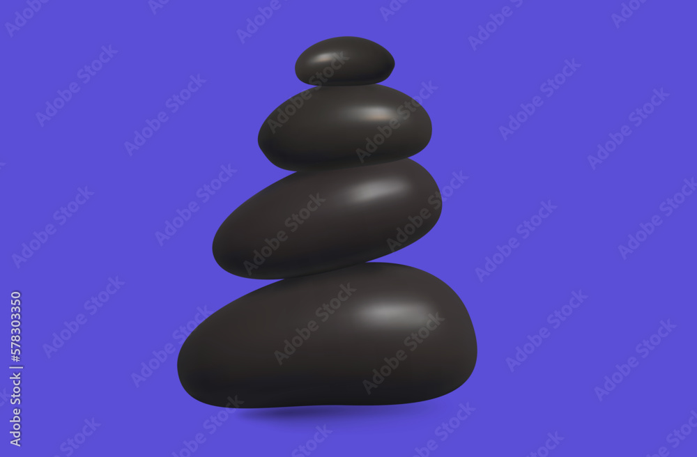 Stone balance 3d. Harmony and spirituality, relaxation and health therapy, environment. Stable precise pyramid, perfect pebble construction. Life balance concept, meditation. Vector illustration. Stone balance 3d. Harmony and spirituality, relaxation and health therapy, environment. Stable precise pyramid, perfect pebble construction. Life balance concept, meditation. Vector illustration.