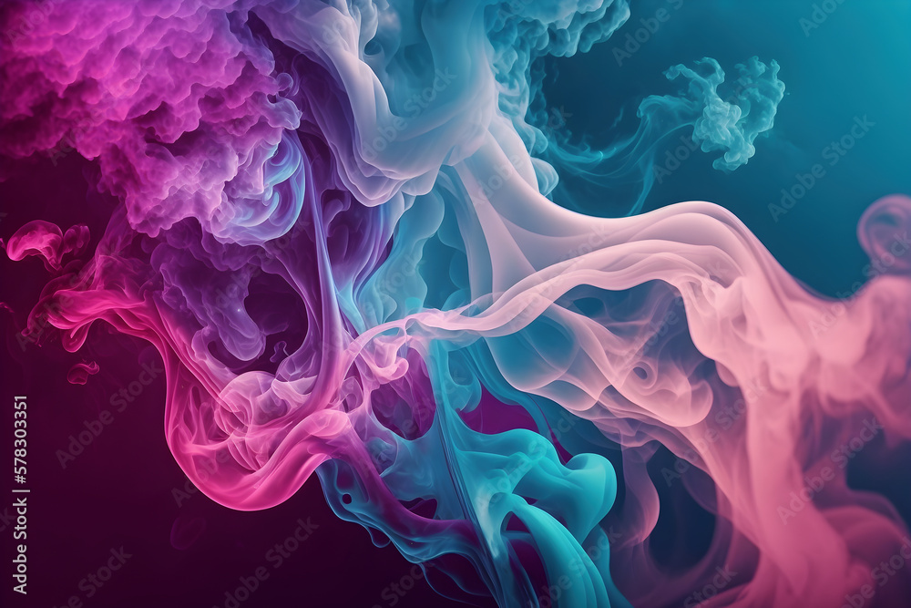 Obraz premium Abstract smoke pastel blue and magenta colors background wallpaper - Generative AI