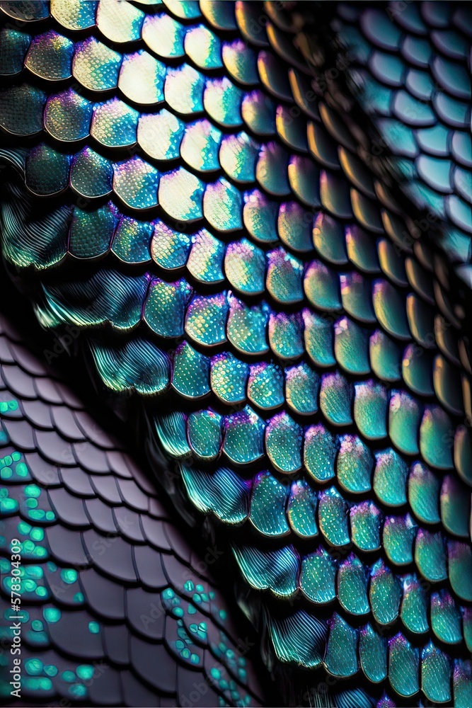 Obraz premium Rainbow snake scales. Generative AI