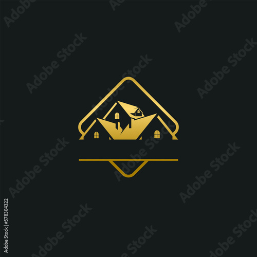 Luxury real estate logo with golden