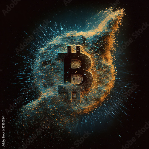 bitcoin logo made of stardust Generative AI