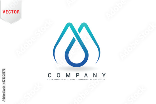 letter m shape water drop logo design