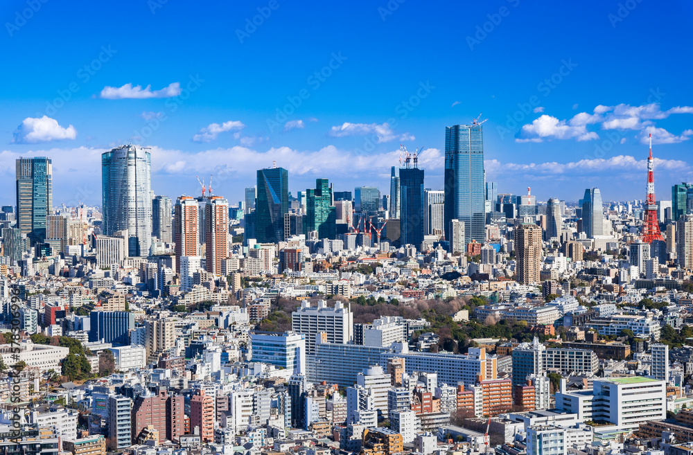 Obraz premium 東京 青空と都市風景