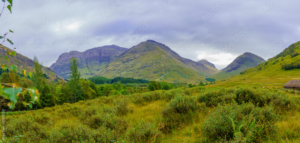 Fototapeta premium Panoramic view of the landscape of Glencoe valley