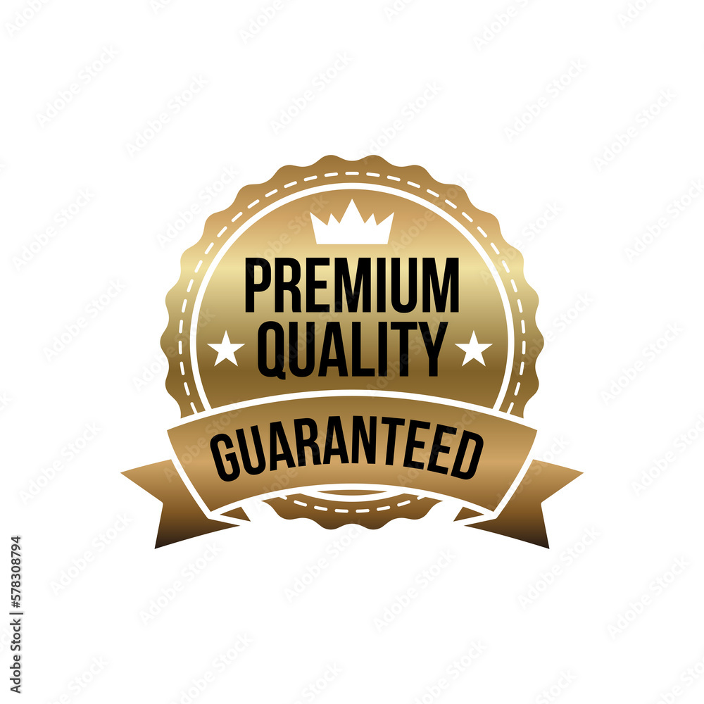 Premium quality guaranteed gold shiny badge PNG Image Premium quality guaranteed gold shiny badge PNG Image