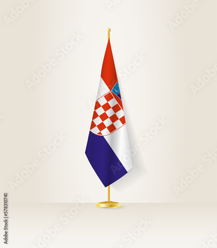 Croatia flag on a flag stand.