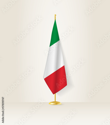 Italy flag on a flag stand.